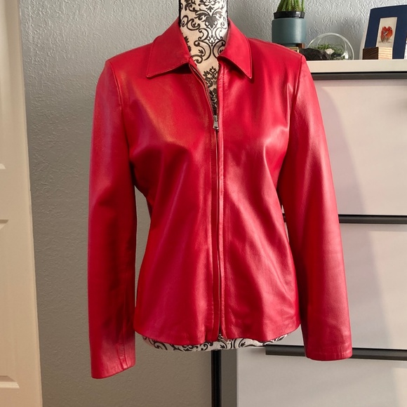 Vera Pelle women's Italian red leather jacket size medium
